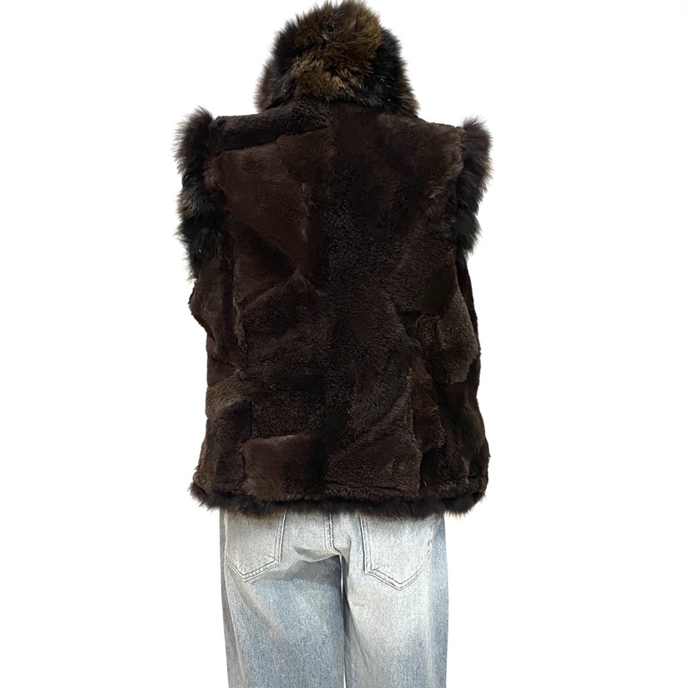 BELLE FARE Layering Dyed Brown Fox Fur Vest Size S $875 - Picture 8 of 8